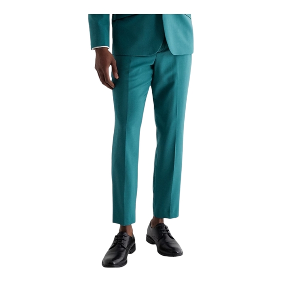 Express Mens Extra Slim  Wool-Blend Modern Tech Teal Suit Pants Size 32x30 - Picture 4 of 8